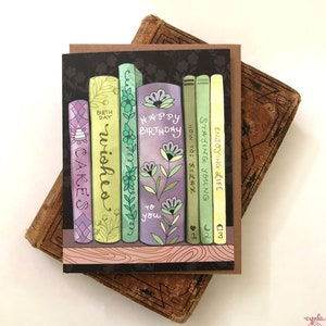 Bookshelf Greeting Card - book greeting cards, book store cards, library, cynla paper goods, birthday cards, happy day, books design