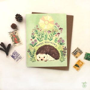 Hedgehog Greeting card - sun hedgehog card, hedgehogs birthday card, cute animal cards, hedgehog birthday