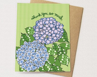 Hydrangea Thank you card - Blank thank you card - Flower card - hydrangea cards