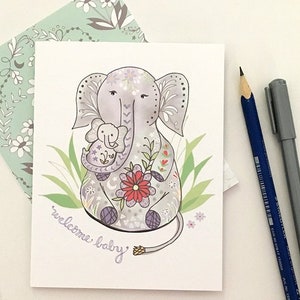 Carte de voeux bébé éléphant - Elephant Card Elephant nouvelle carte de bébé