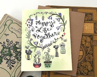 Happy Life Together Card - New Home Card, Wedding Card, Congrats new house Card, new apartment, Greeting Card, paper goods