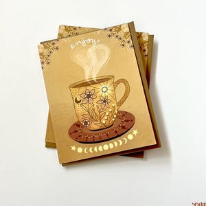 Mond Kaffee Karte - Café Kaffeetasse Geburtstagskaffee Datumskarten Kaffeeliebhaber Geschenk Geburtstagsgruß Kaffeeliebhaber Briefpapier Kaffeezeit