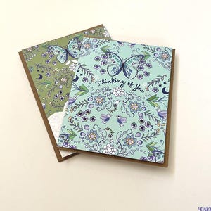 Une pensée pour vous carte de voeux - une pensée pour vous, carte d'amour, sympathie, famille, fleurs, carte d'amitié, cartes de soutien, vert menthe