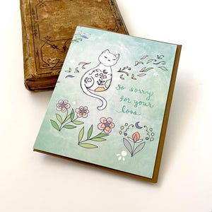 Tarjeta de condolencias para gatos: lamento mucho su pérdida, mi más sentido pésame, tarjeta de condolencias para el dueño de la mascota, pensando en usted, enviando condolencias, paz, amor.