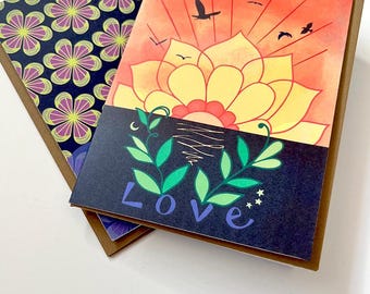 Love Flower Sunset Card - beach anniversary greeting card sun ocean lake beautiful sunset beach lover card beach wedding card for couples