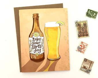 Beer Card - Enjoy Beer Greeting Card, hefeweisen, Oktoberfest birthday, beer lover gift, birthday beer, Oktoberfest card, birthday pint