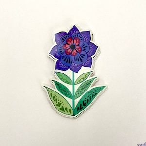 Etiqueta engomada de la flor púrpura - pegatinas florales 3 pulgadas vinilo bonitas pegatinas de flores jardín naturaleza pegatinas florales