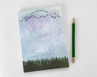 Mountains to do Notepad - Mountain stationery nature writing pad writer gift student to do list teacher gifts for her nature lover gift pad