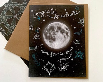 Grad Stars Card, starry graduation card, congratulations graduate, aim for the stars, congrats grad, 2024 graduation card, class of 2024