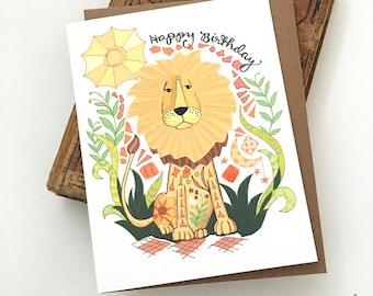 c192; Large Personalised Birthday card; Custom made for any name; Lions pride