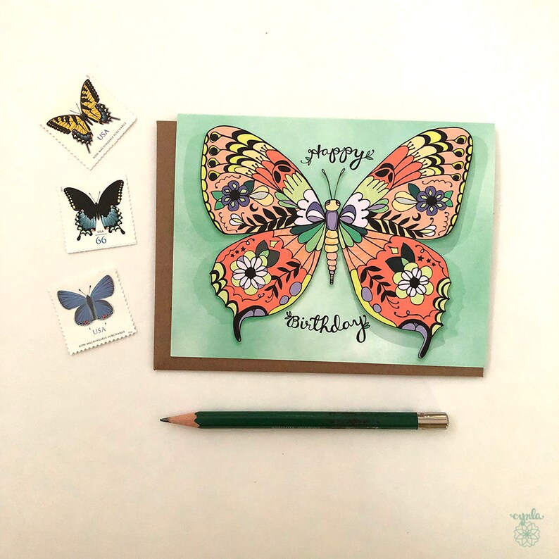 Butterfly Birthday Greeting card butterfly card, butterfly birthday card, monarch paper goods, butterfly lover gift image 5