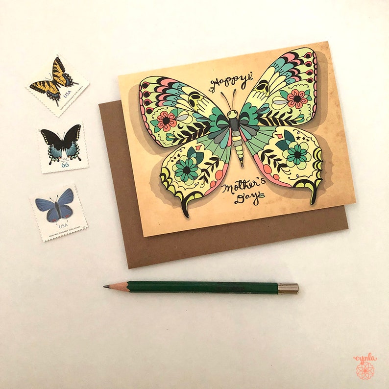 Mother's Day Butterfly Greeting Card Greeting Cards Mothers Day Card, Mom Greeting Card, Happy Mother's Day butterflies image 3