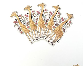 Adesivo de girafa - 4 adesivos de vinil com flores, adesivo de safári animal para garrafa de água ou laptop, presente para amantes de animais, girafas felizes com flores