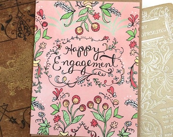 Happy Engagement Card, Engagement Greeting Card, Paper goods, bridal shower card
