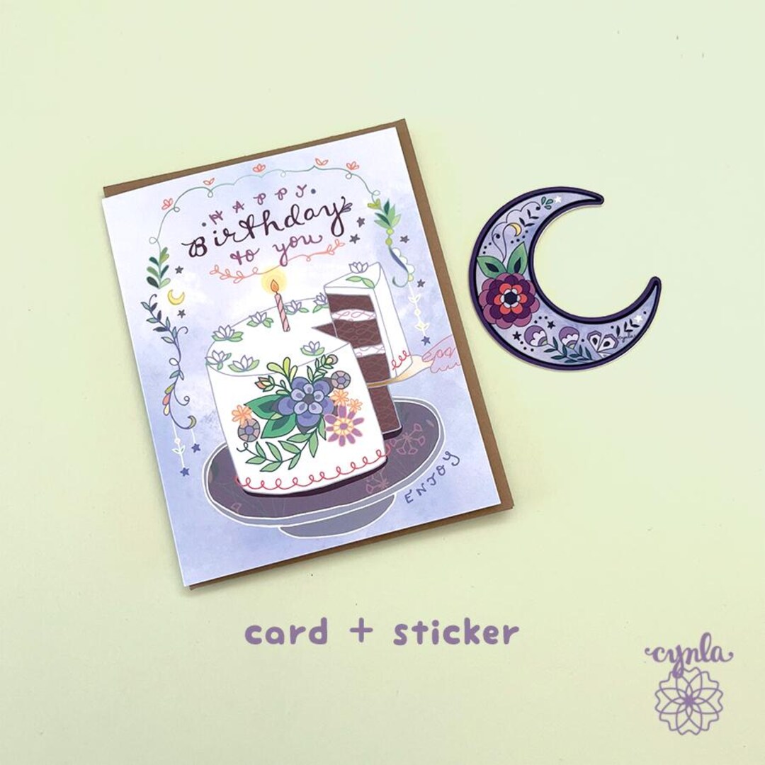 Chocolate Cake Birthday Card Art Cake Gift for Mom Sister Friend Card ...
