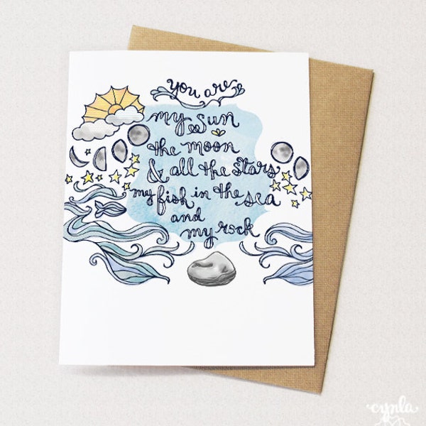 Rock Card - Valentine's Day card, you are my rock, romantic anniversary card, to my love, ocean anniversary card, poem anniversary card,