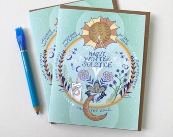 Winter Solstice Card - solstice circle, holiday greeting card, yuletide card, happy winter, unique holiday cards