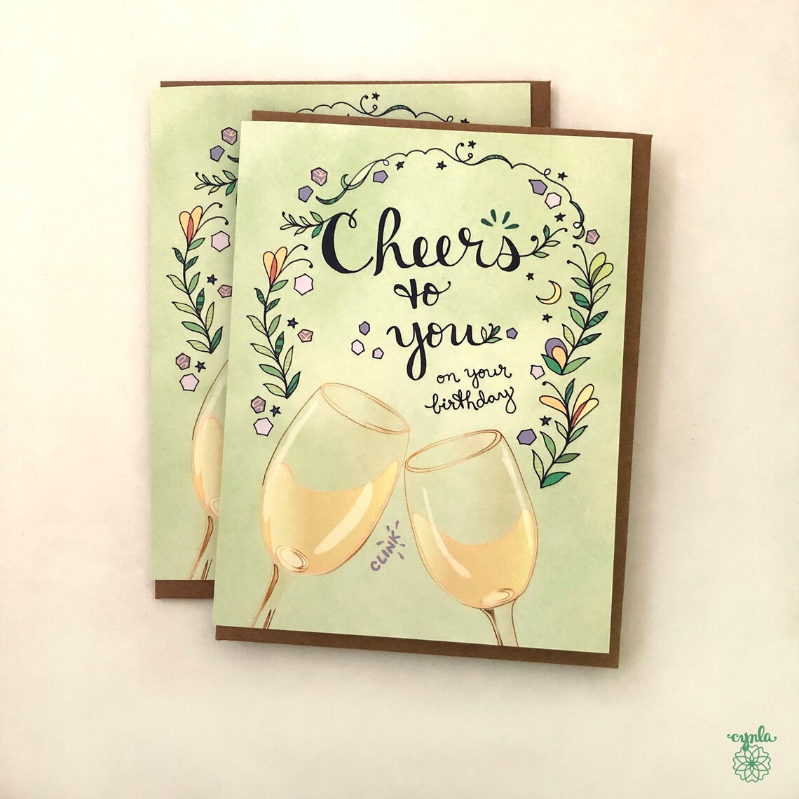 White Wine Greeting Card Wine Greeting Cards Cynla Paper Etsy