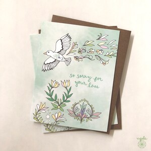 Sympathy Loss Card - Bird Sympathy, Sorry for Your Loss, Blank Inside ...