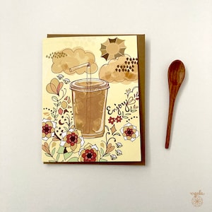 Tarjeta de felicitación de café helado - cafetería, café, tarjeta de cumpleaños, moca, amante del café helado, barista, tarjeta de felicitación, tarjetas de café matutino