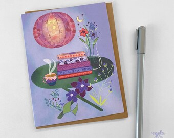 Book Mother's Day Card, Mom Greeting Cards, Happy Mothers Day, Mom birthday card, I love you mom, literary card, book lover greeting card