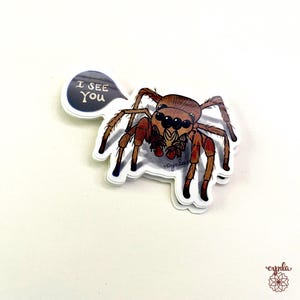Spider Sticker - creepy spider jumping spider sticker Halloween stickers vinyl stickers sticker for water bottle laptop see you seen spider