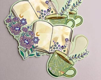 Adesivo per libri sul caffè, libreria, amante del caffè, adesivo per bottiglia d'acqua, computer portatile, regalo per caffè, club del libro, vinile da 3 pollici, amante dei libri, regalo per insegnanti