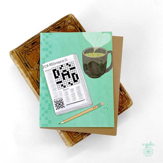 Dad Crossword Puzzle Greeting Card fathers day newspaper book lover gift dad birthday card crossword lover puzzle card men game gift tea art