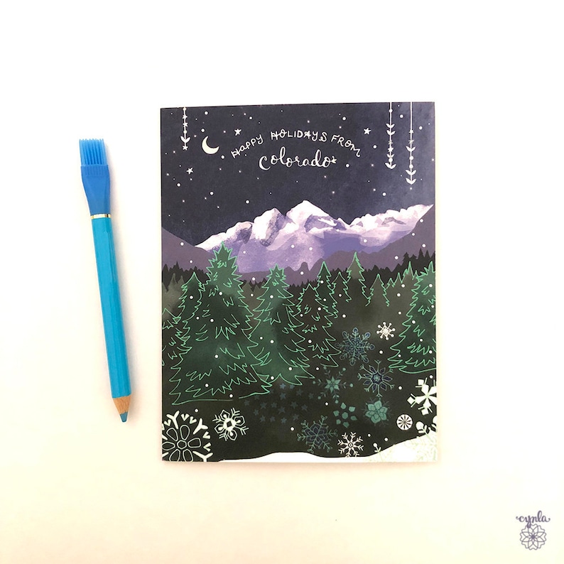 Colorado Holiday Card Christmas Colorado Greeting Card Etsy