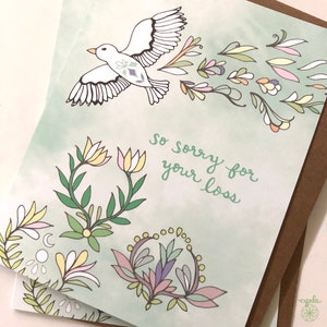 Carte de sympathie pour la perte - oiseau de sympathie, désolé pour votre perte, blanc à l'intérieur, carte de sympathie, avec carte de sympathie et d'amour