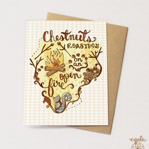 Chestnuts Christmas Card Holiday family traditions card fun woodland christmas card recipe greeting card squirrel christmas holiday card image 2