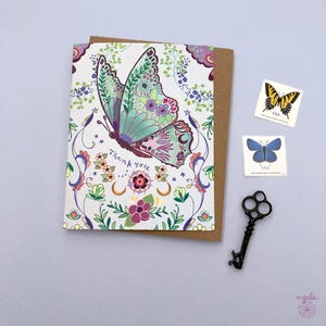 butterflies gratitude kind neighbor notecard whimsical garden enthusiast entomologist nature art by Cindy LaColla ©cynla