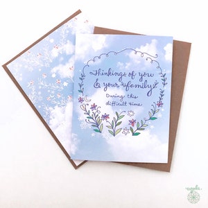 Sympathy Sky Card - famille de sympathie, période difficile, blanc à l'intérieur, carte de sympathie, avec carte de sympathie et d'amour