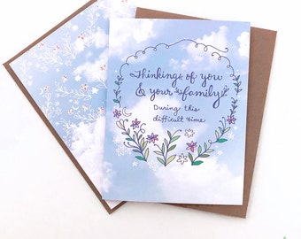 Sympathy Sky Card - sympathy family, difficult time, blank inside, sympathy card, with sympathy and love card