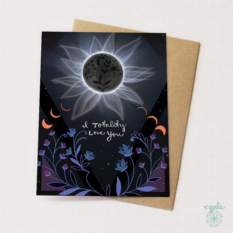 Eclipse Greeting Card solar eclipse totality love funny cute card solar eclipse card blank friendship thank you card thinking of you gift Single love card