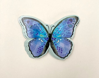 Blue Morpho Butterfly sticker - stickers, 3 inch vinyl blue animal stickers insect butterflies beautiful animal stickers butterfly set gift