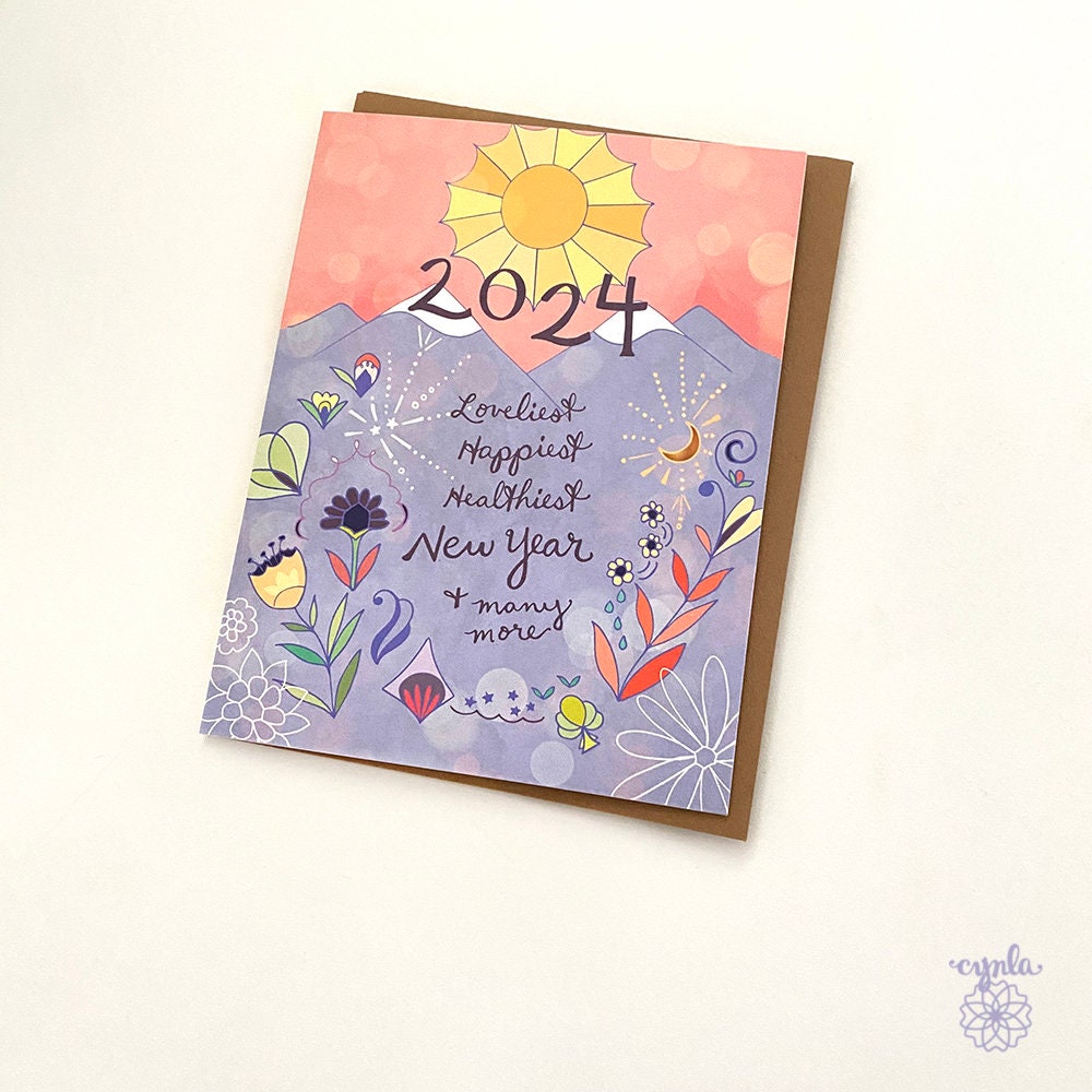 Cartes du Nouvel An 2024 Boîte de 8 carte de voeux de vacances