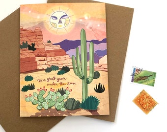 Desert Birthday Greeting Card - birthday card saguaro, desert cactus, adventure birthday card, sunny summer birthday, succulent, cacti