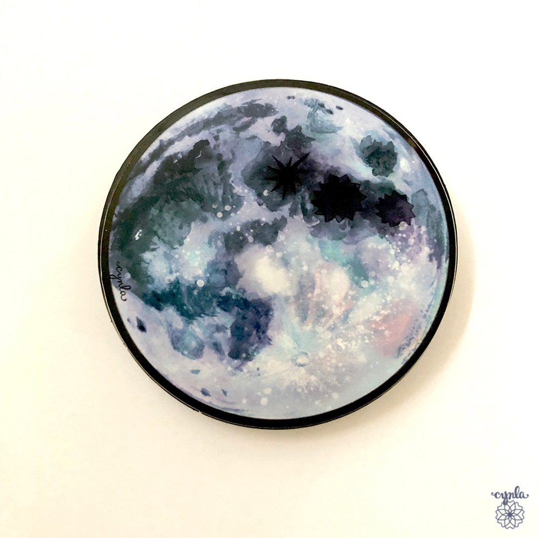 Full Moon Sticker Full Moon Gift Moon Stickers Moon Lover 3 Inch Vinyl ...