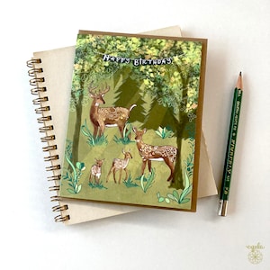 Deer Greeting Card doe deer birthday card buck forest deer family fawns woodland animal birthday card outdoor travel hiking lover deer image 1