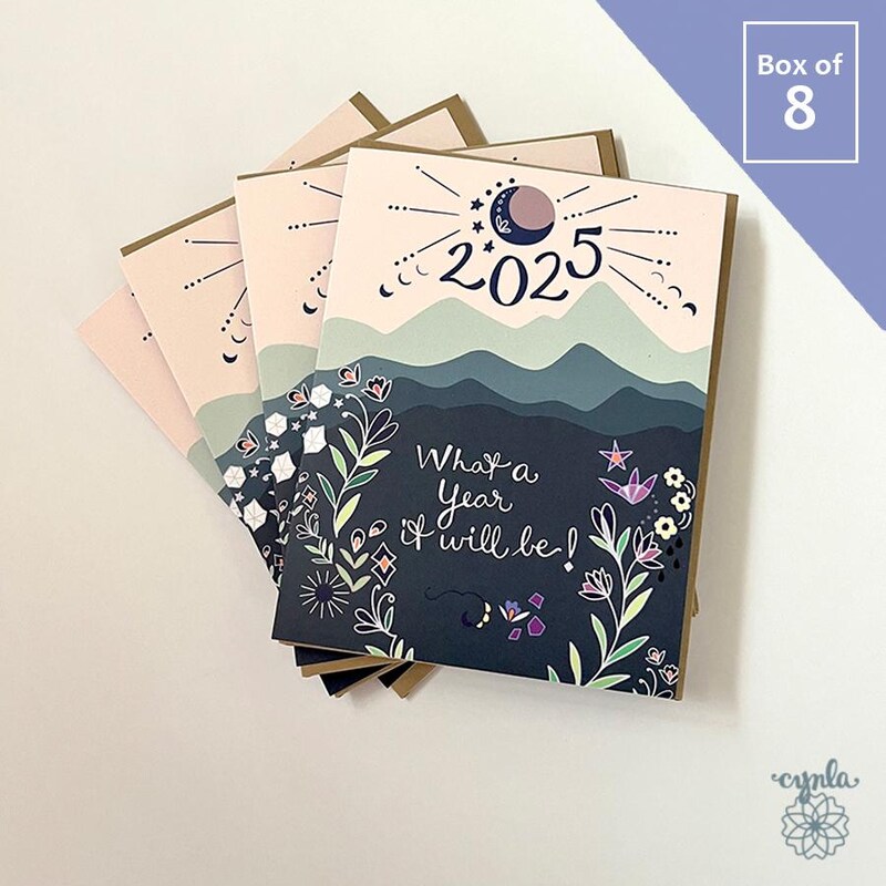 Happy New Year 2025 Cards Box Etsy
