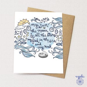 Tarjeta de roca: tarjeta del día de San Valentín, eres mi roca, tarjeta de aniversario romántica, para mi amor, tarjeta de aniversario del océano, tarjeta de aniversario con poema de roca