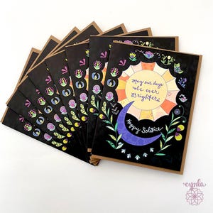 Sonnenwende Karten-Set: Ever Brighter Floral Sun & Moon, Winter Holiday (8er Set) Floral Yuletide