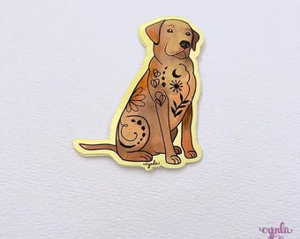 Pegatina de Golden Retriever para portátil, diario, calcomanía amarilla de perro para Hydro Flask, regalo de cumpleaños para dueño de perro, amante de los animales, regalo artístico