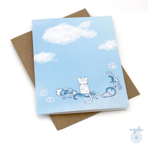 Carte de chat nuageux - Carte de nuage de chaton Carte vierge de joyeux anniversaire Carte de chat Sympathie pour animaux de compagnie Carte de chaton nuages ciel amoureux des chats cadeau chat mignon