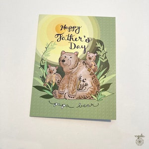 Papa Bear Card - Cartes de voeux fête des pères, papa, ours pop, carte de voeux ours, ours fête des pères, vert