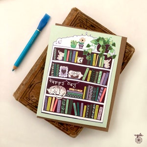 Tarjeta de felicitación de estantería: tarjetas de felicitación de libros, tarjetas de biblioteca, artículos de papel Cynla, papelería, tarjetas de cumpleaños, feliz día, libros, diseño, amante de los libros