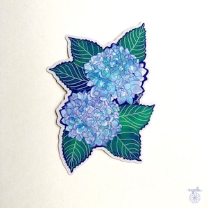 Hortensien Aufkleber - Blume hübsche Aufkleber 3-3,5 Zoll Vinyl Aufkleber blau lila Blumen Hortensien Aufkleber Garten Geschenk Frühling Blumengarten