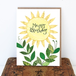 Sun Birthday Card - Sunny Day Card, Sun Card, Sunny Birthday Greeting Card, Paper goods