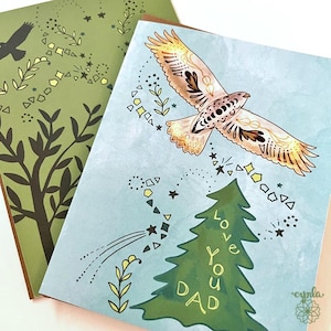 Biglietto di auguri Hawk Dad - felice festa del papà natura papà uccello campeggio all'aperto natura selvaggia bosco biglietto di auguri per lui padre amante della natura regalo escursionista
